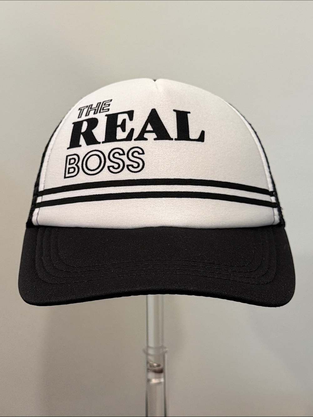 The Real Boss Youth Contrast Black & White Trucker Cap